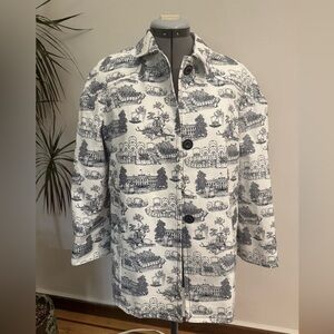 Womens Brooks Brothers Jacket Long Sleeve White House Toile Navy White